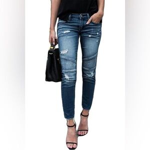 KanCan Jeans Women's 11/29 Medium Wash Blue Stretch Denim Skinny Ankle Pants